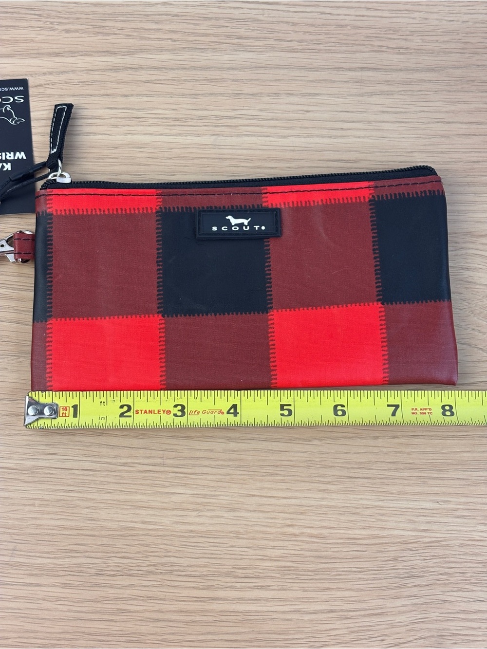 SCOUT Kate Wristlet Red & Black Buffalo Check NWT Signature Dachshund Logo - Picture 7 of 8